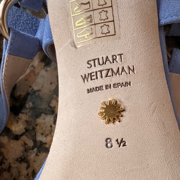 Stuart Weitzman Lalita 75 Womens Ankle Tie Heel Thong Sandal  Blue Suede - Picture 9 of 9